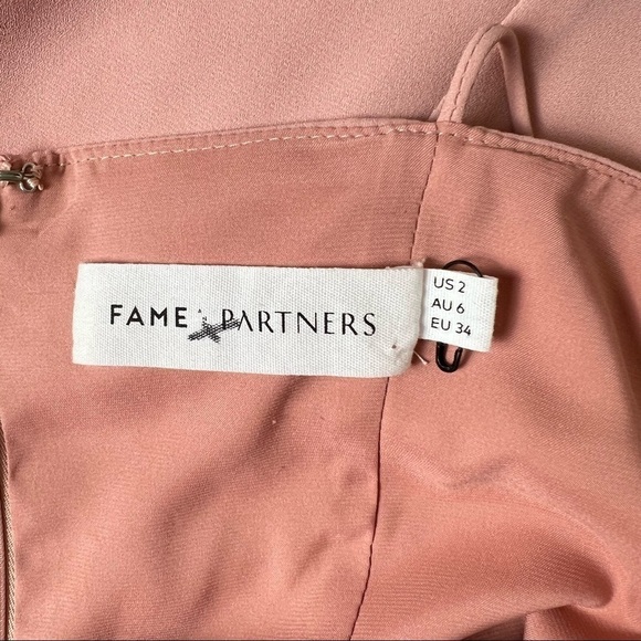 FAME & PARTNERS 90s Blush Pink Sleeveless Square Neck Midi Column Slip Dress 2 - Picture 3 of 4